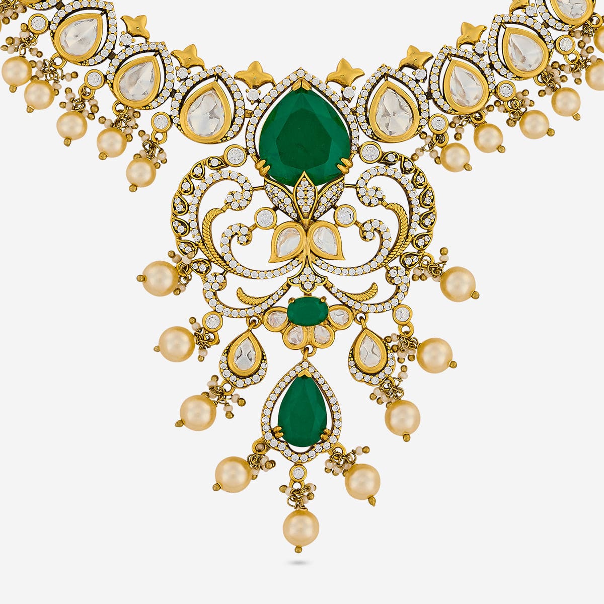 Kundan Polki Necklace Color Green Polish Victorian