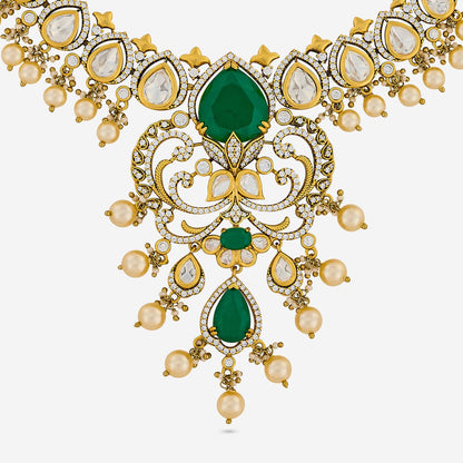 Kundan Polki Necklace Color Green Polish Victorian