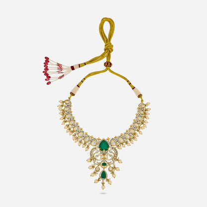 Kundan Polki Necklace Color Green Polish Victorian