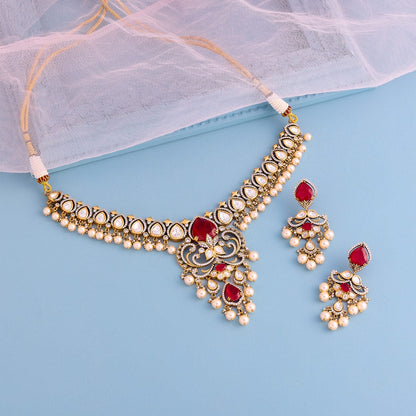 Kundan Polki Necklace Color Green Polish Victorian