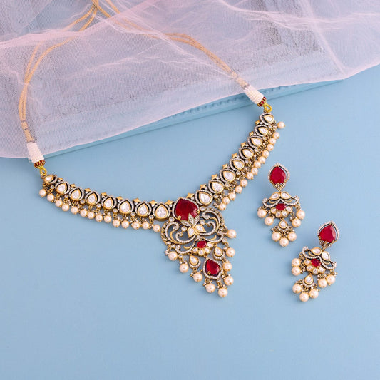 Kundan Polki Necklace Color Green Polish Victorian