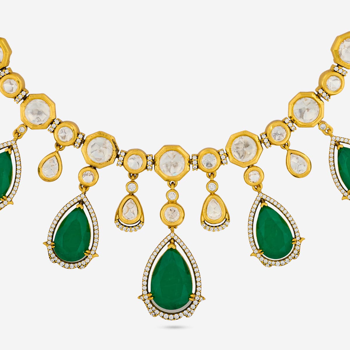 Kundan Polki Necklace Color Green Polish Victorian