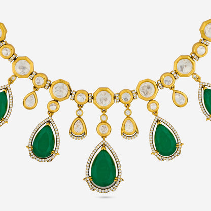 Kundan Polki Necklace Color Green Polish Victorian