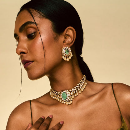 Kundan Polki Necklace Color Mint Polish Victorian