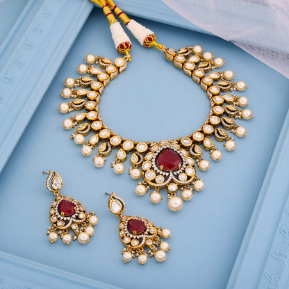 Kundan Polki Necklace Color Mint Polish Victorian