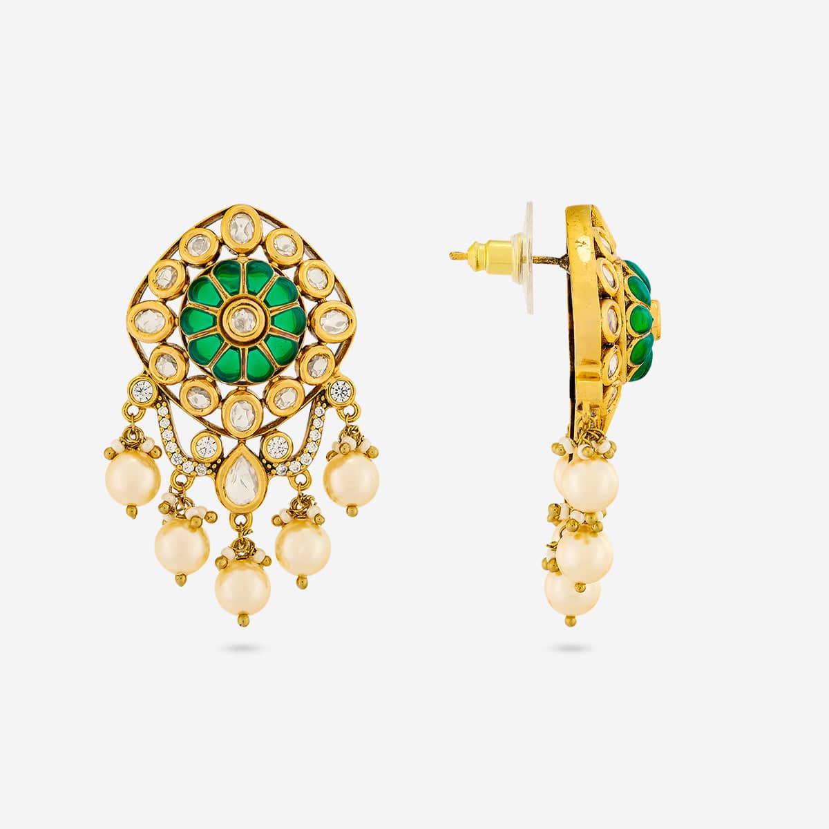 Kundan Polki Necklace Color Green Polish Victorian