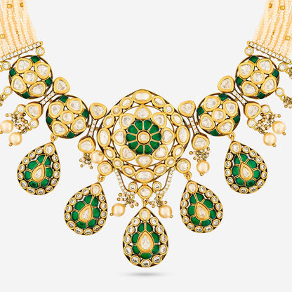 Kundan Polki Necklace Color Green Polish Victorian