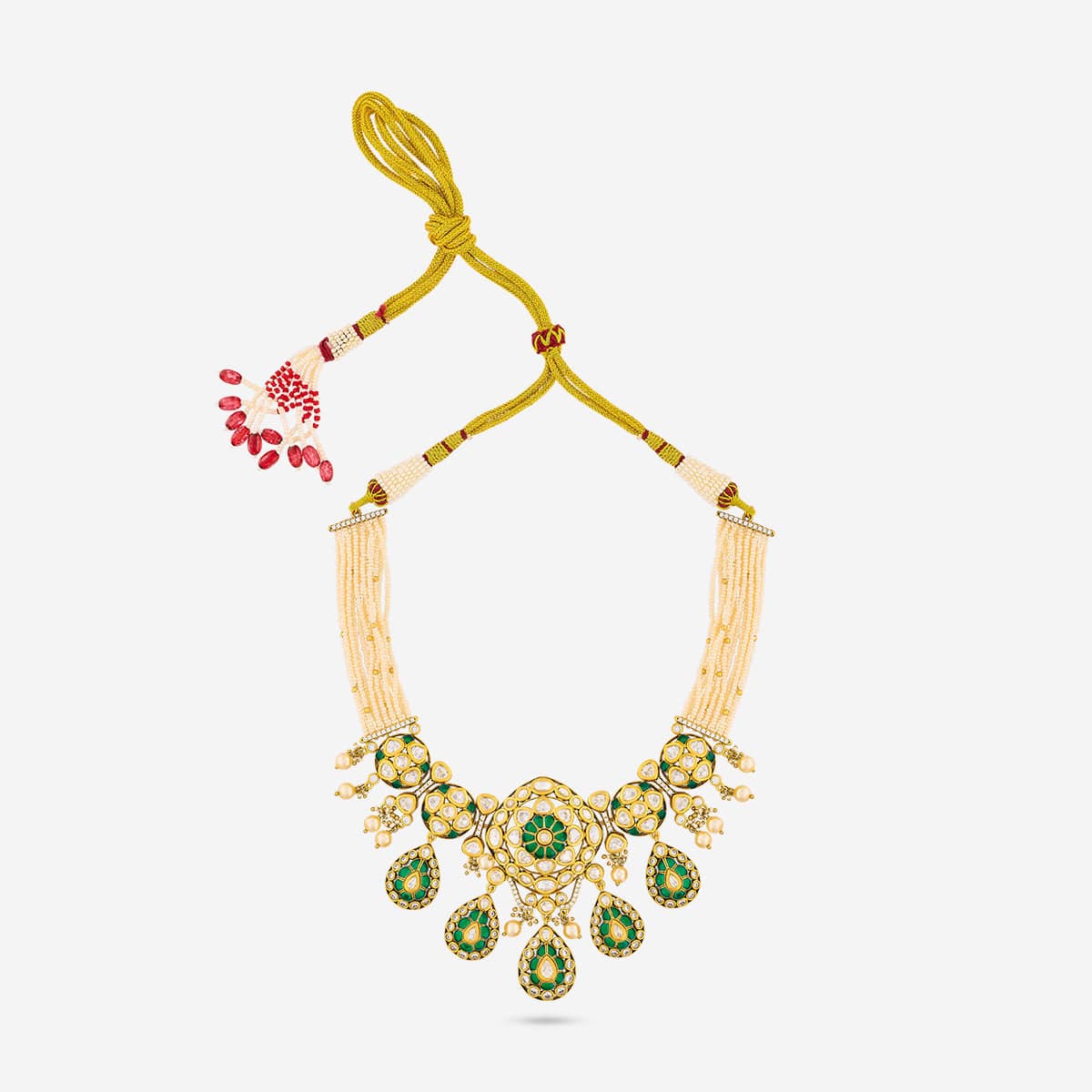 Kundan Polki Necklace Color Green Polish Victorian