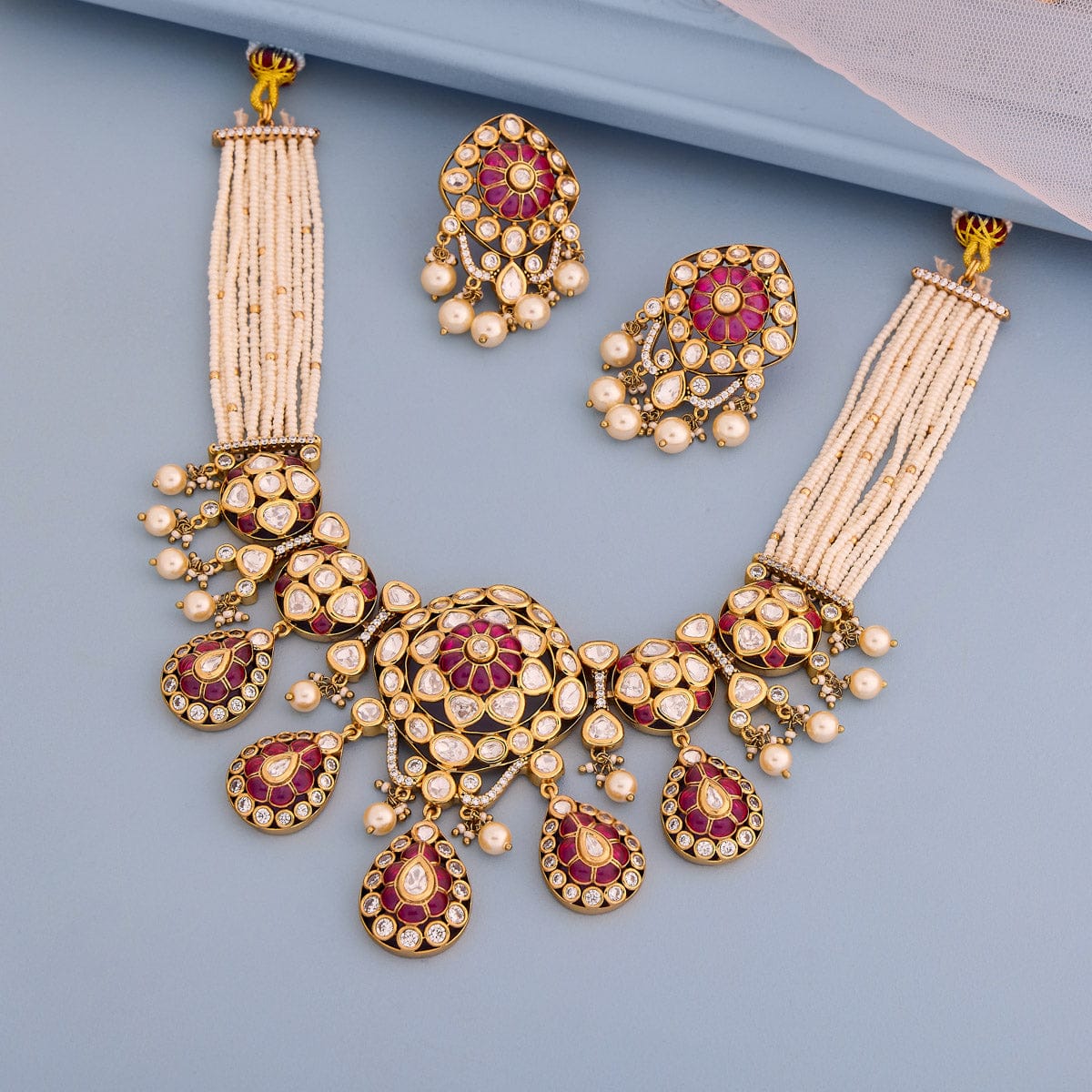 Kundan Polki Necklace Color Green Polish Victorian