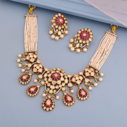 Kundan Polki Necklace Color Green Polish Victorian