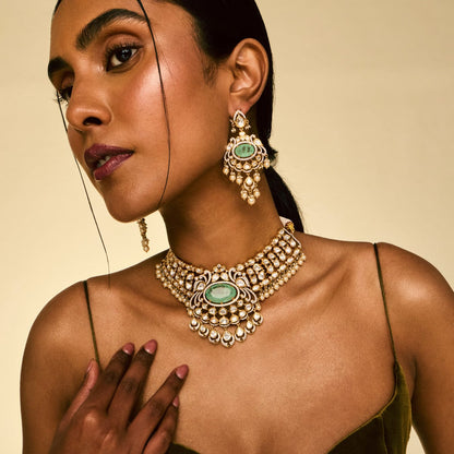 Kundan Polki Necklace Color Mint Polish Victorian