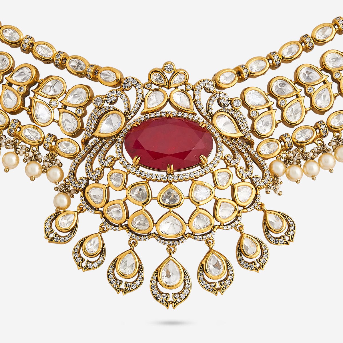 Kundan Polki Necklace Color Mint Polish Victorian