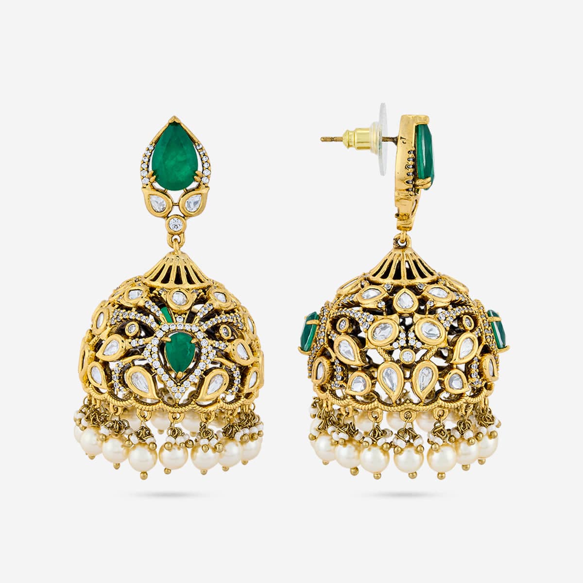 Kundan Polki Necklace Color Green Polish Victorian