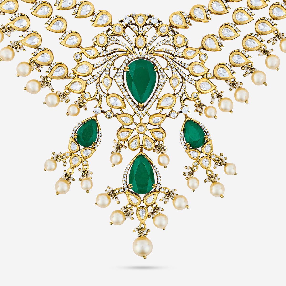 Kundan Polki Necklace Color Green Polish Victorian