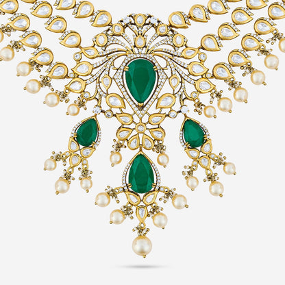 Kundan Polki Necklace Color Green Polish Victorian