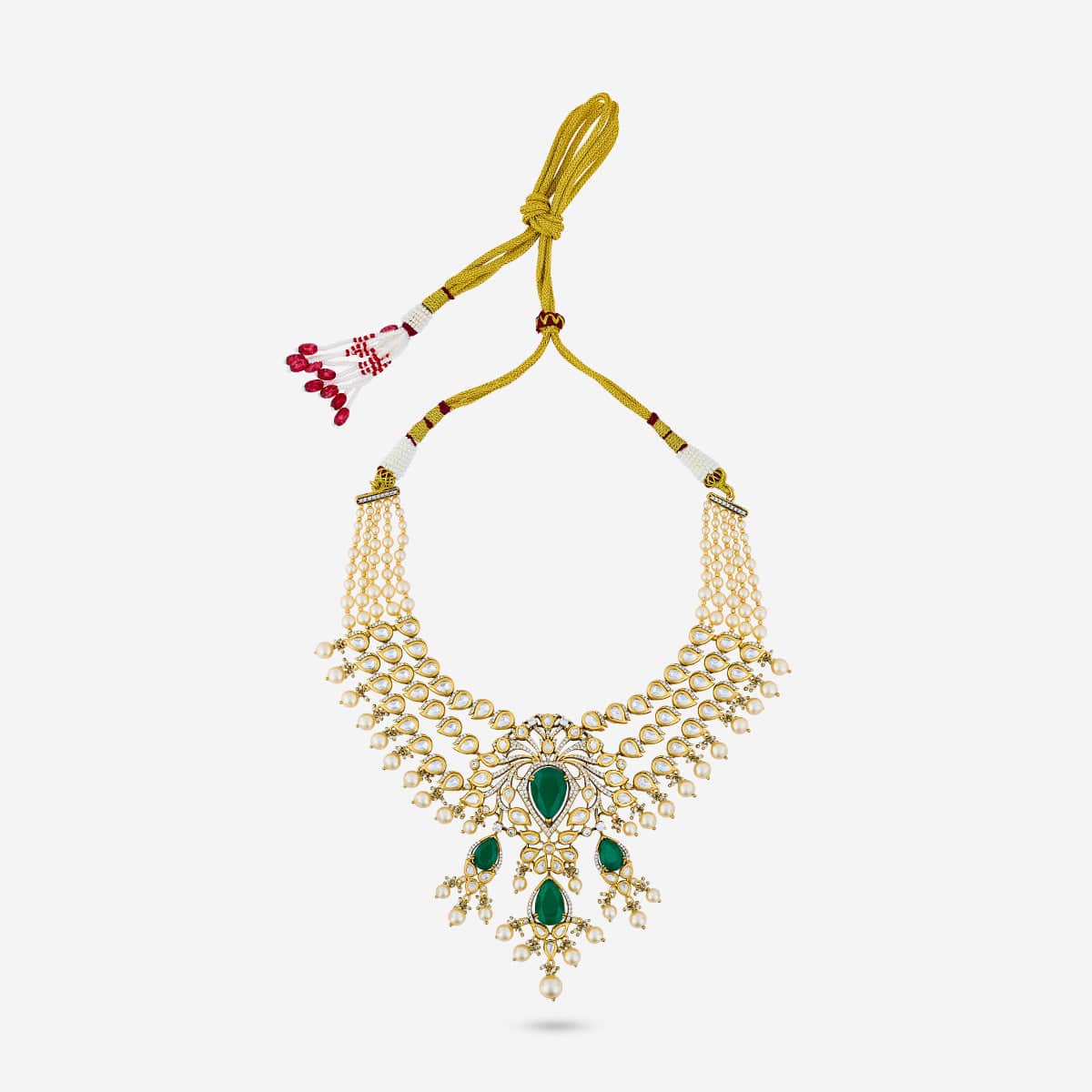 Kundan Polki Necklace Color Green Polish Victorian