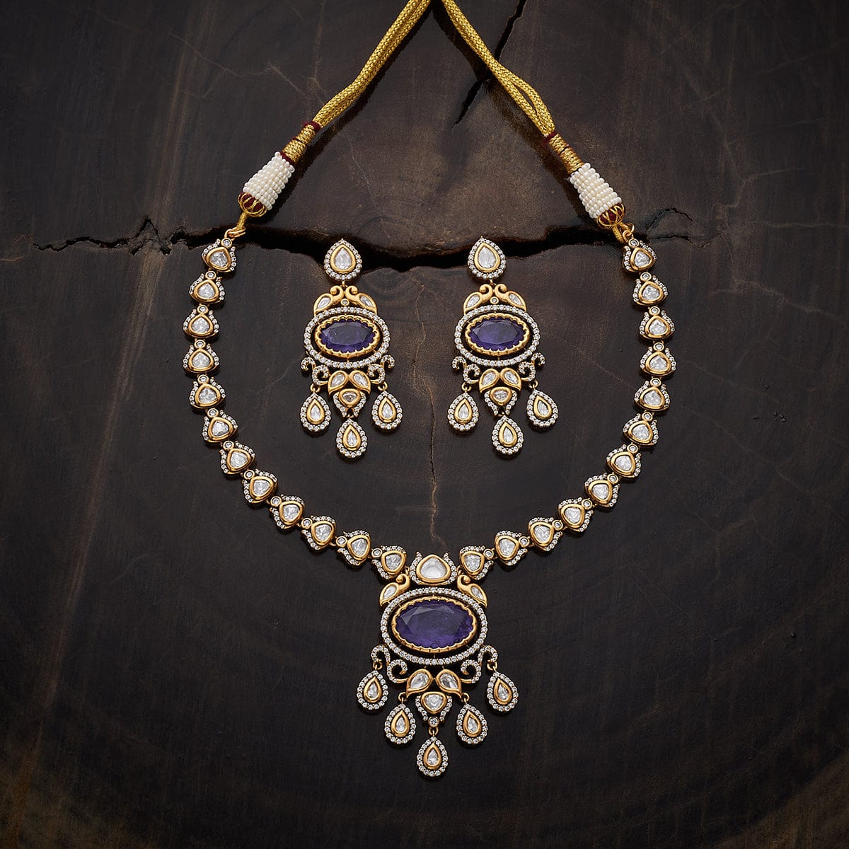 Kundan Polki Necklace Color Green Polish Victorian