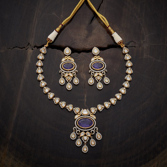 Kundan Polki Necklace Color Green Polish Victorian