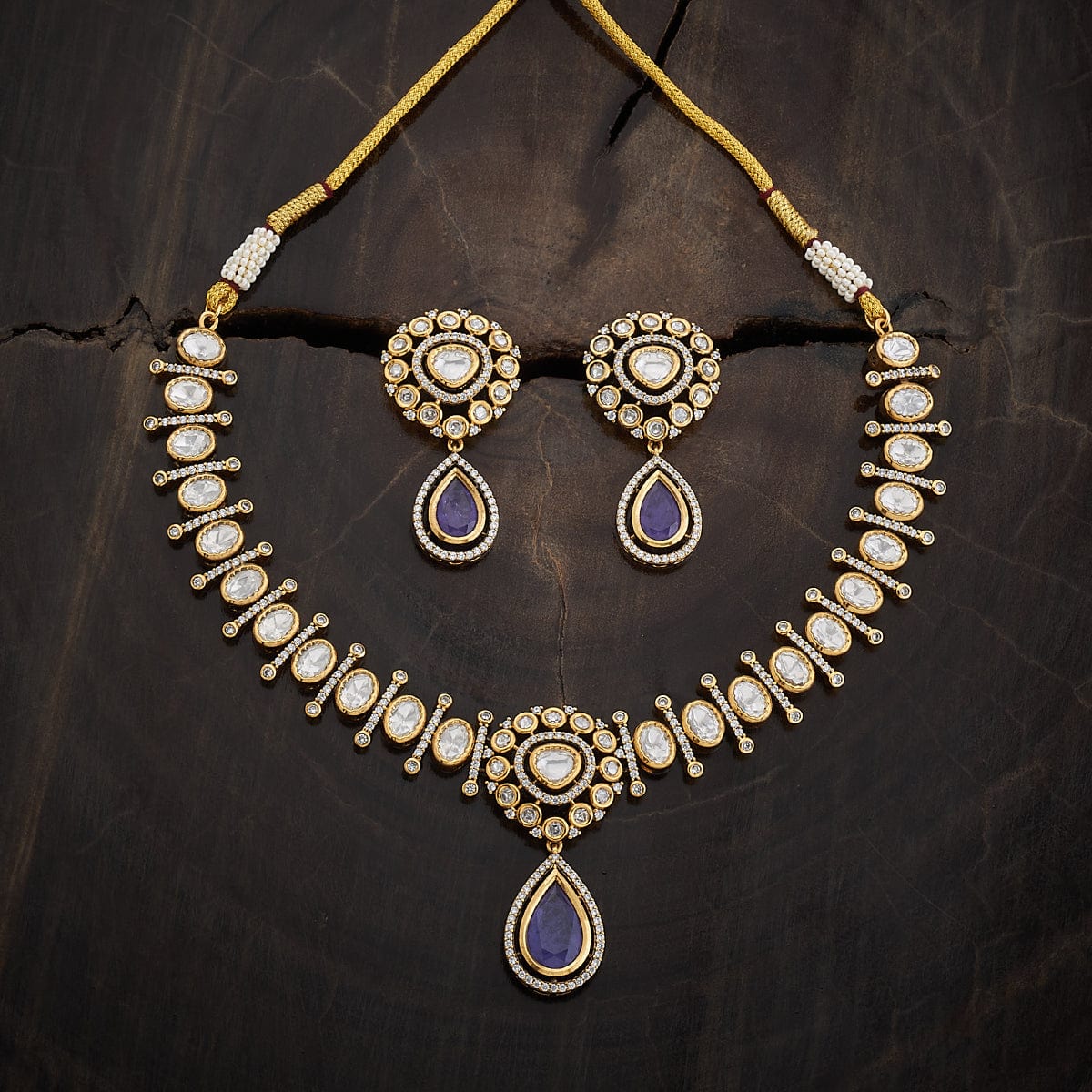 Kundan Polki Necklace Color Green Polish Victorian