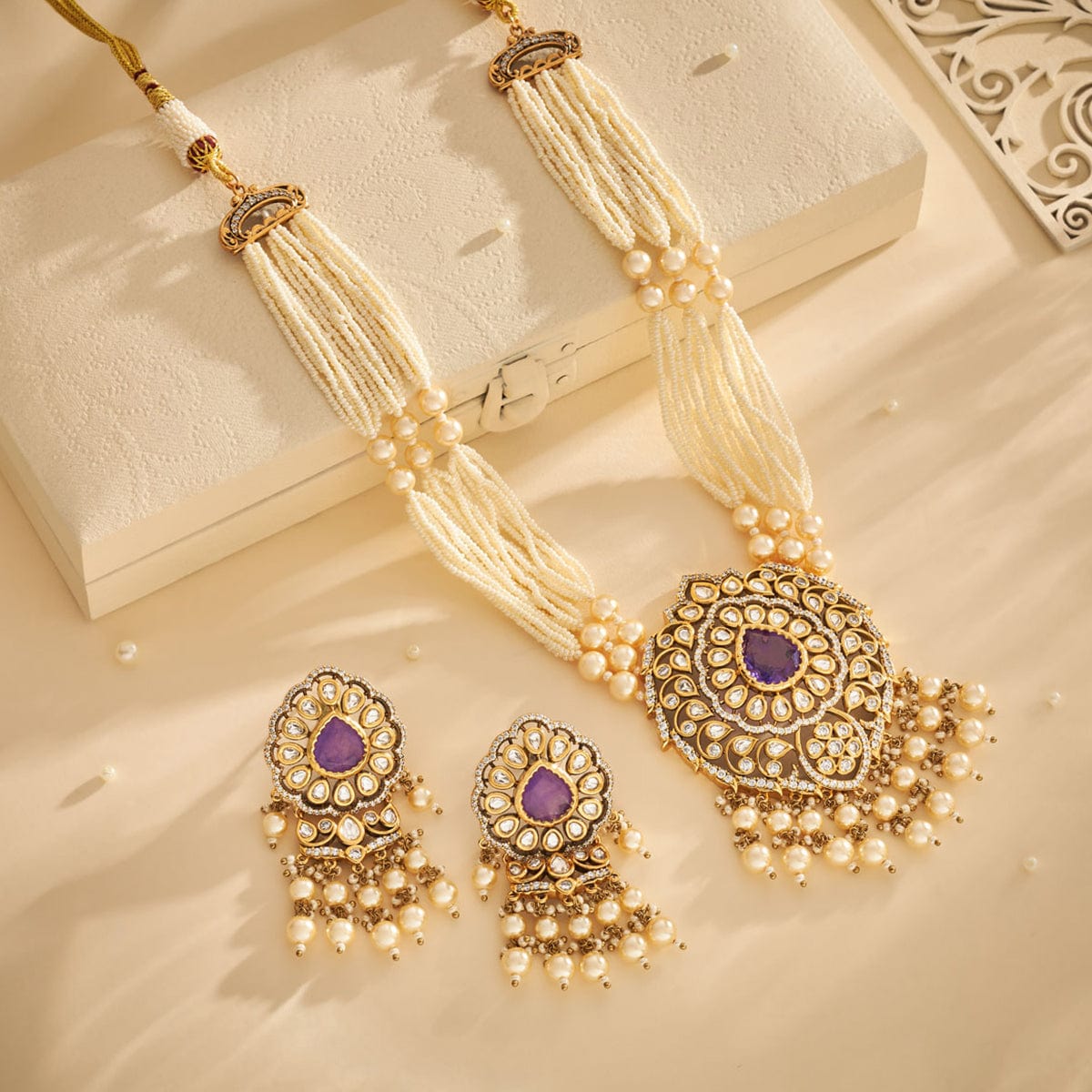 Kundan Polki Necklace Color Green Polish Victorian