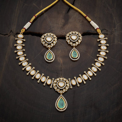 Kundan Polki Necklace Color Green Polish Victorian