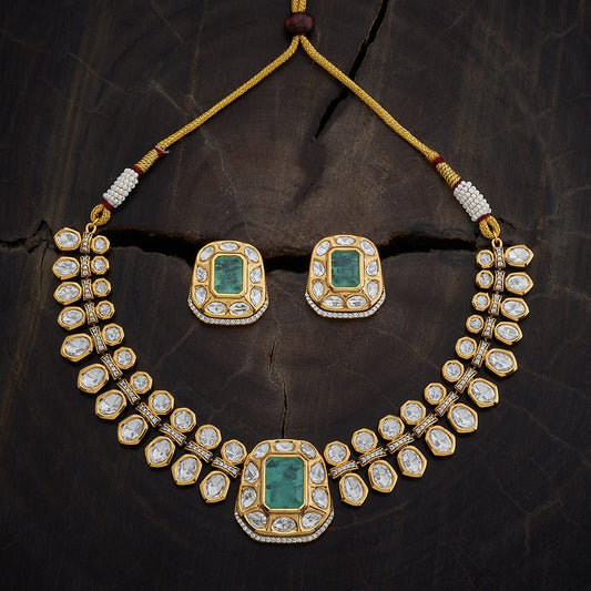 Kundan Polki Necklace Color Green Polish Victorian