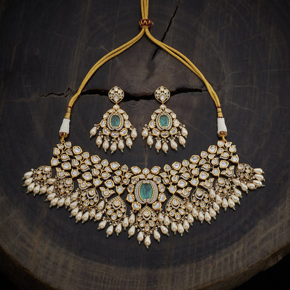 Kundan Polki Necklace Color Green Polish Victorian