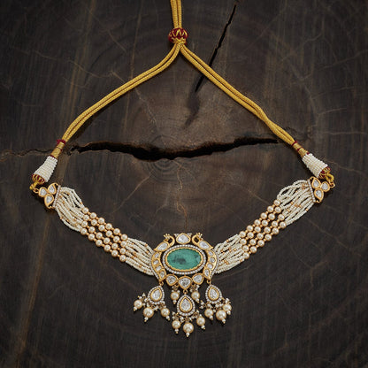 Kundan Polki Necklace Color Green Polish Victorian
