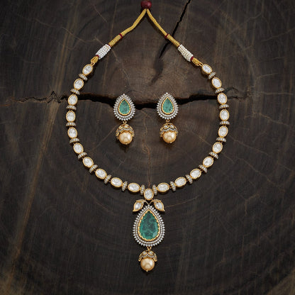 Kundan Polki Necklace Color Green Polish Victorian