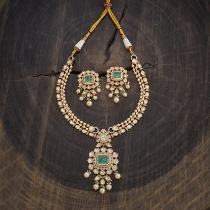 Kundan Polki Necklace Color Green Polish Victorian