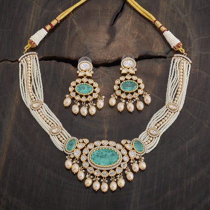 Kundan Polki Necklace Color Green Polish Victorian