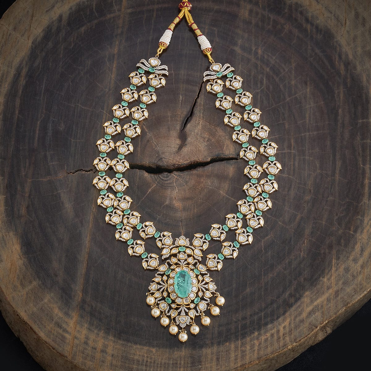 Kundan Polki Necklace Color Mint Polish Victorian