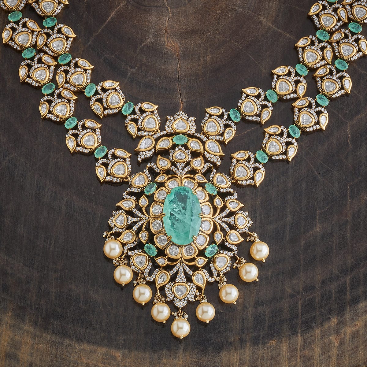 Kundan Polki Necklace Color Mint Polish Victorian