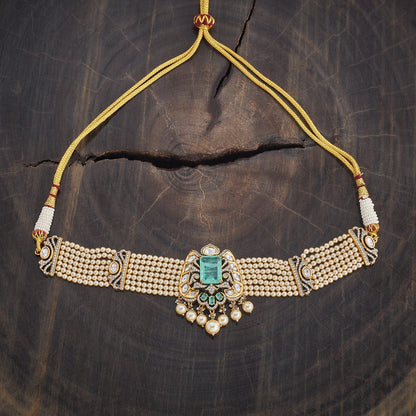 Kundan Polki Necklace Color Green Polish Victorian