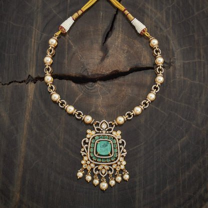 Kundan Polki Necklace Color Green Polish Victorian