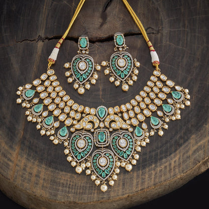 Kundan Polki Necklace Color Green Polish Victorian