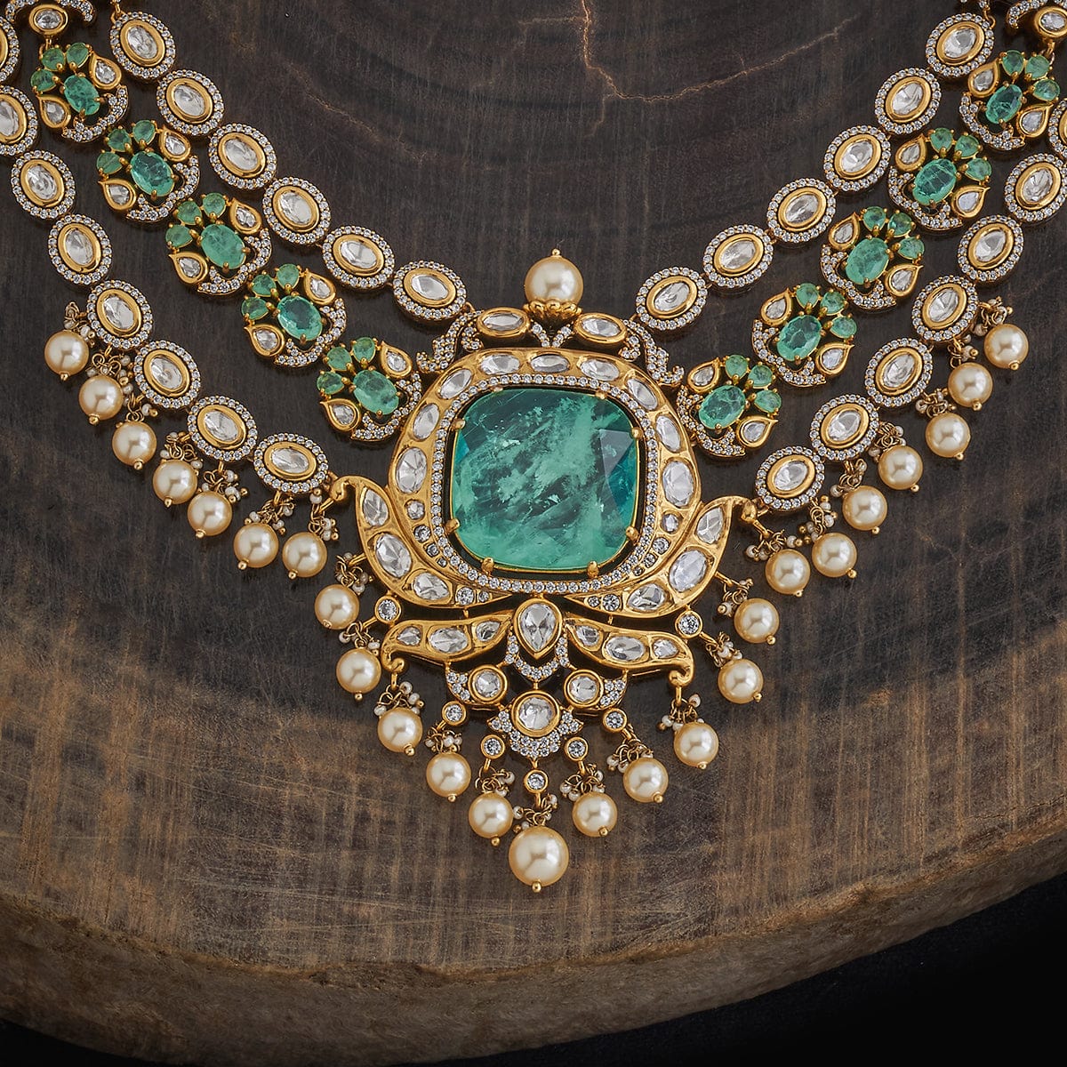 Kundan Polki Necklace Color Mint Polish Victorian