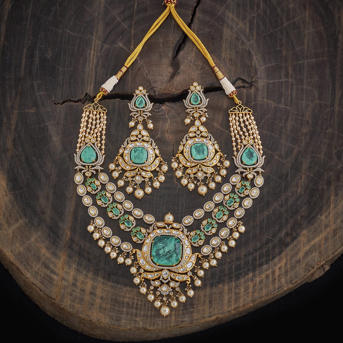 Kundan Polki Necklace Color Mint Polish Victorian