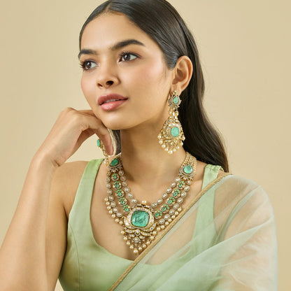 Kundan Polki Necklace Color Mint Polish Victorian