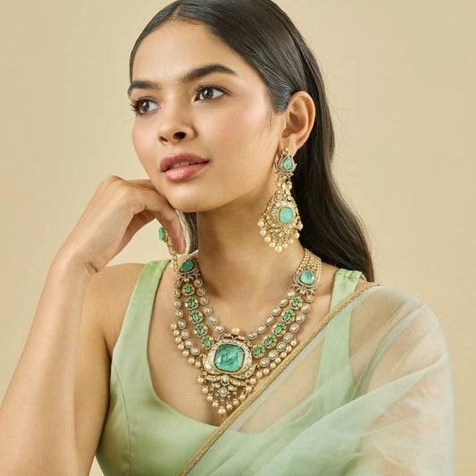 Kundan Polki Necklace Color Mint Polish Victorian