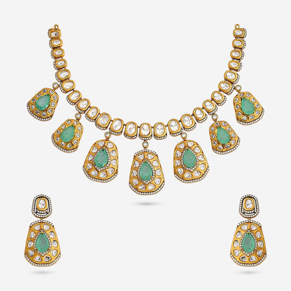 Kundan Polki Necklace Color Green Polish Victorian
