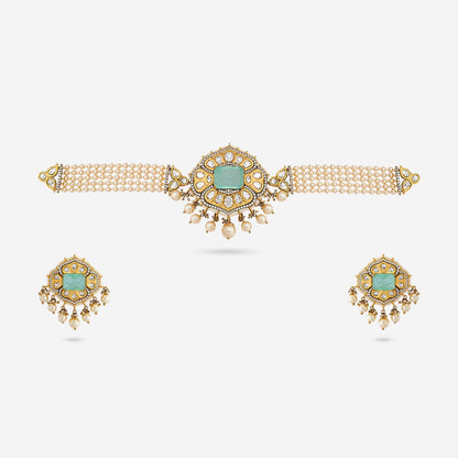 Kundan Polki Necklace Color Green Polish Victorian