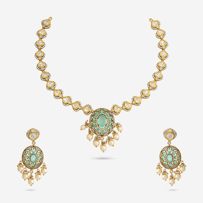 Kundan Polki Necklace Color Green Polish Victorian