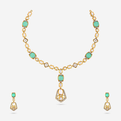 Kundan Polki Necklace Color Green Polish Victorian