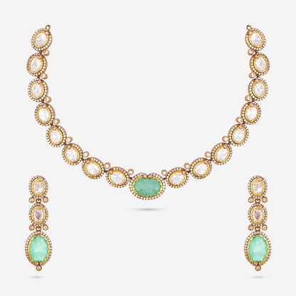 Kundan Polki Necklace Color Green Polish Victorian