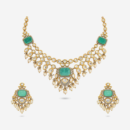 Kundan Polki Necklace Color Green Polish Victorian