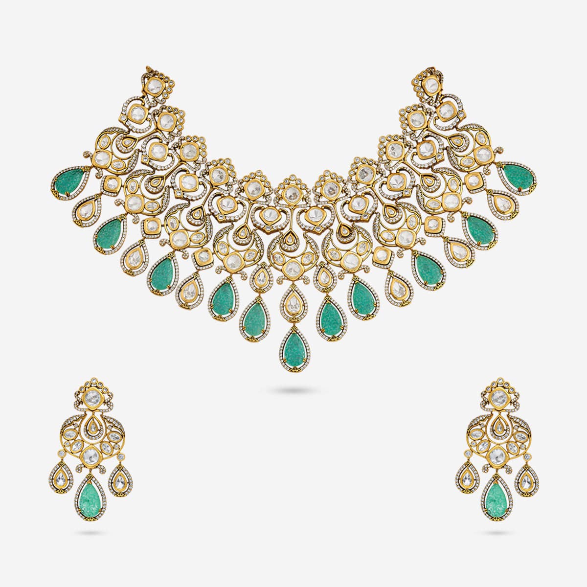 Kundan Polki Necklace Color Mint Polish Victorian