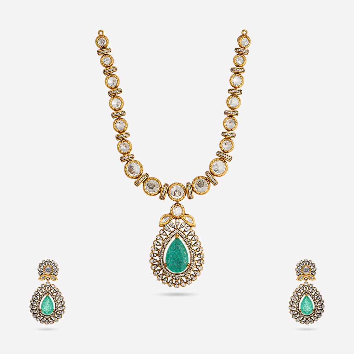 Kundan Polki Necklace Color Mint Polish Victorian
