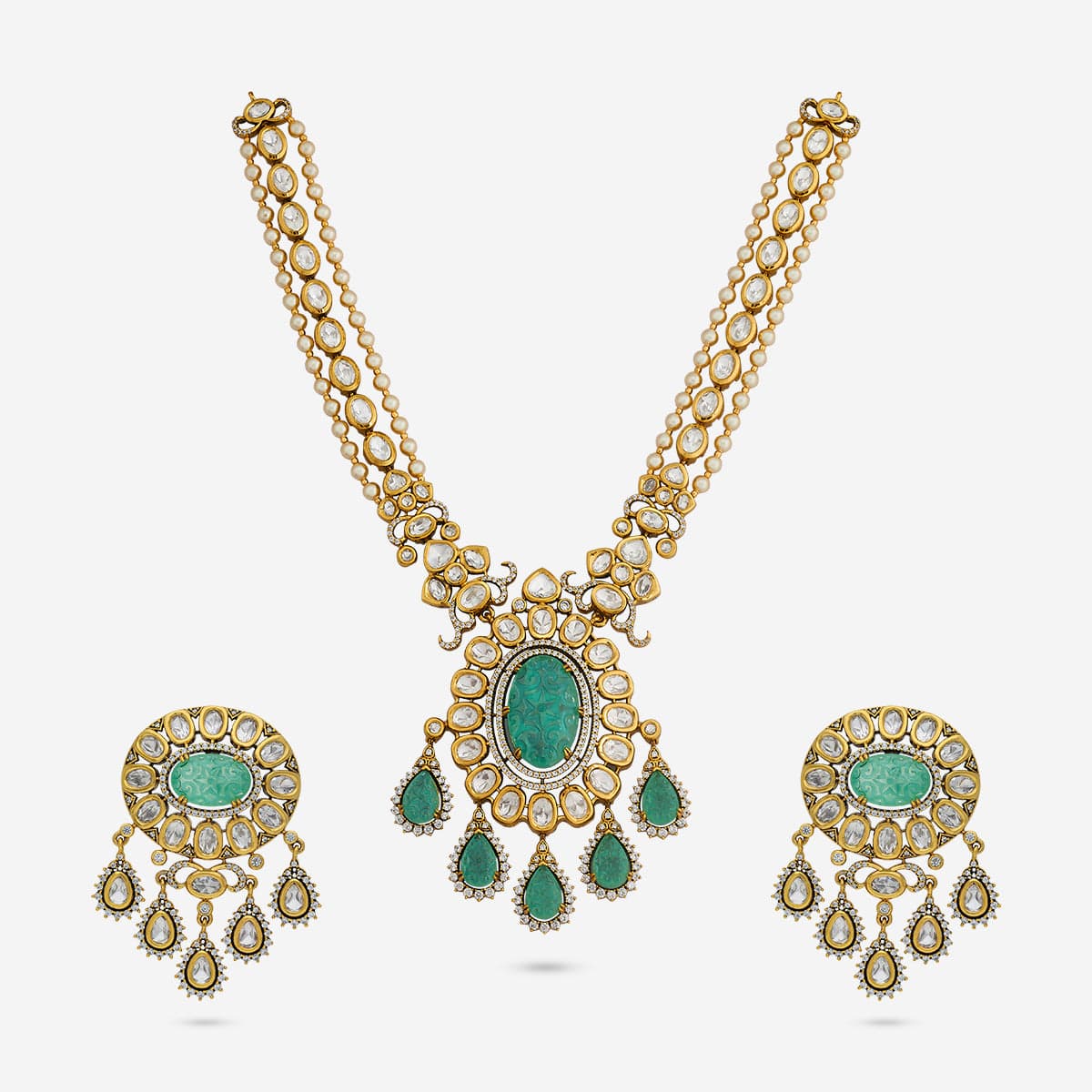 Kundan Polki Necklace Color Mint Polish Victorian