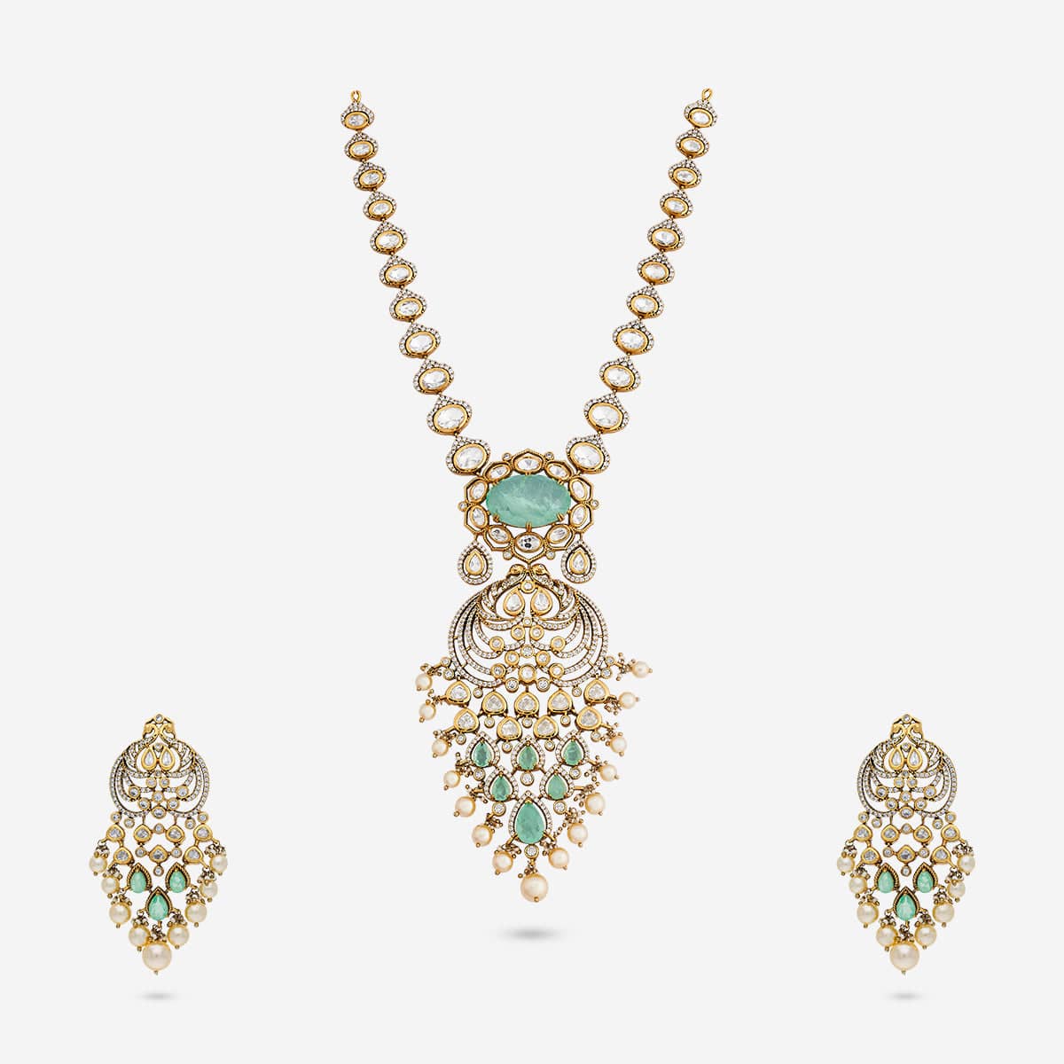 Kundan Polki Necklace Color Mint Polish Victorian